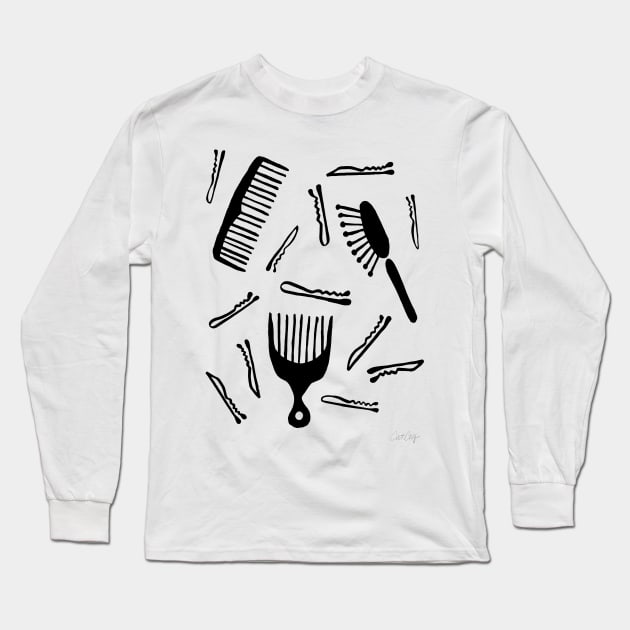 Good Hair Day Black Long Sleeve T-Shirt by CatCoq